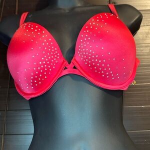 Victoria's Secret Ruby Red Rhinestone Push-Up Bra 34D Bombshell Collection